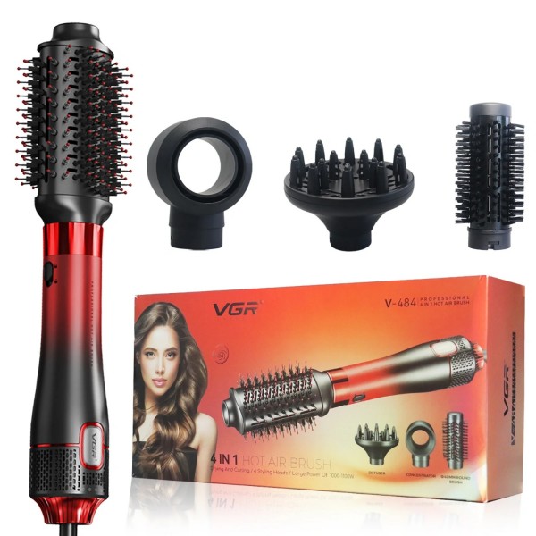 Фен-стайлер VGR 4 в 1 V-484 RED, 4 насадки, 2 режима 