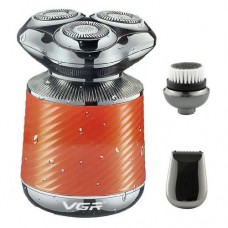 Электробритва VGR 3 в 1 V-391 ORANGE, 3 насадки, IPX7, LED display 