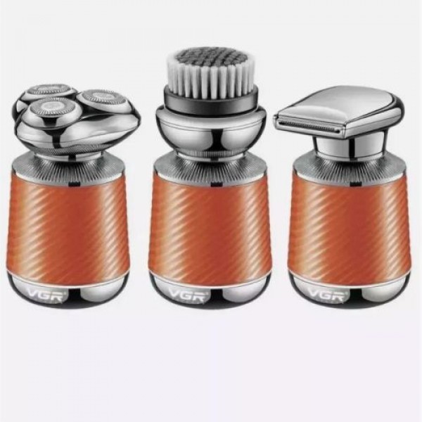 Электробритва VGR 3 в 1 V-391 ORANGE, 3 насадки, IPX7, LED display 