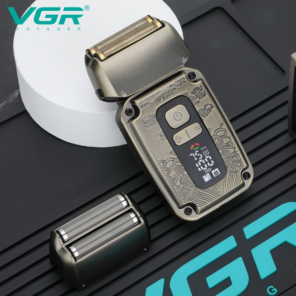 Электробритва VGR V-337 шейвер, двойное лезвие, 2 насадки, триммер, LED display 