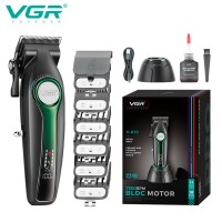 Аккумуляторная машинка для стрижки (clipper) VGR V-010 GREEN, 6 насадок, 7500 RPM, 2600 mAh, LED display 