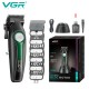 Аккумуляторная машинка для стрижки (clipper) VGR V-010 GREEN, 6 насадок, 7500 RPM, 2600 mAh, LED display 
