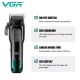 Аккумуляторная машинка для стрижки (clipper) VGR V-013 GREEN, 8 насадок, 6500 RPM, 2000 mAh, LED display 