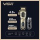Аккумуляторная машинка для стрижки (clipper) VGR V-027, 8 насадок, 7000 RPM, 2600 mAh, LED display 