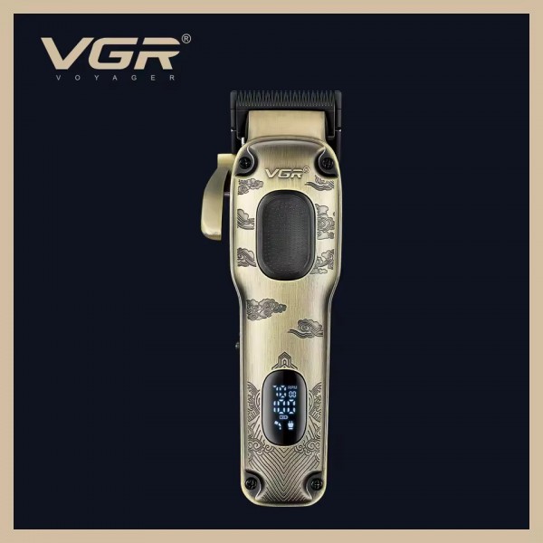 Аккумуляторная машинка для стрижки (clipper) VGR V-027, 8 насадок, 7000 RPM, 2600 mAh, LED display 