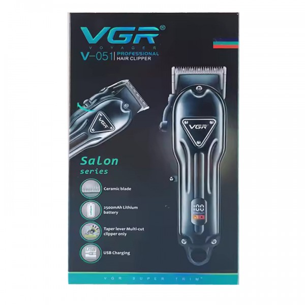 Акумуляторна машинка для стриження (clipper) VGR V-051, 4 насадки, 2500 mAh, LED display