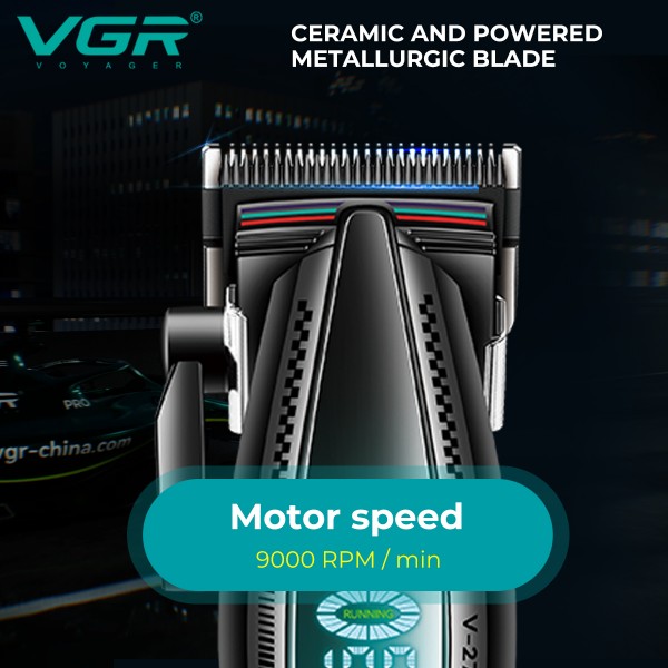 Аккумуляторная машинка для стрижки (clipper) VGR V-270, 6 насадок, 9000 RPM, 2500 mAh, LED display 