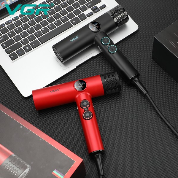 Фен професійний VGR V-401 RED, 40 рівнів обдування 7000 - 11000 RPM, 40 рівнів температури 60°C - 100°C, 3 насадки