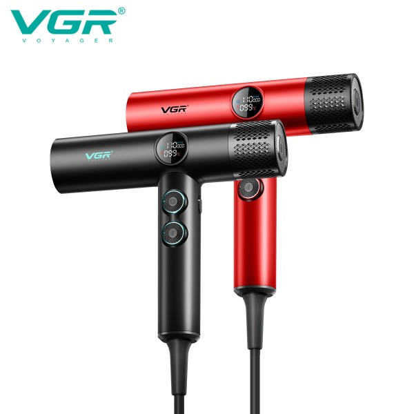 Фен професійний VGR V-401 RED, 40 рівнів обдування 7000 - 11000 RPM, 40 рівнів температури 60°C - 100°C, 3 насадки