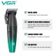 Аккумуляторная машинка для стрижки (clipper) VGR V-003 GREEN, 6 насадок, TURBO режим 9000 RPM, керамическое лезвие, LED display 