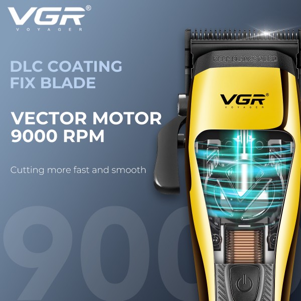 Аккумуляторная машинка для стрижки (clipper) VGR V-015, мотор MAGLEV VECTOR 3-го поколения на магнитной левитации и с умным контролем мощности 