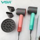 Фен профессиональный VGR V-440 GREEN, 3 уровня обдува, 3 уровня температуры, 110000 RPM, 3 насадки 