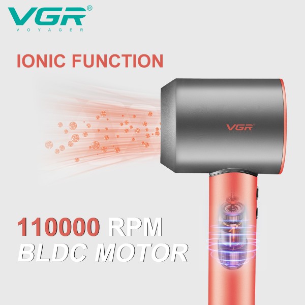 Фен профессиональный VGR V-440 GREEN, 3 уровня обдува, 3 уровня температуры, 110000 RPM, 3 насадки 