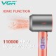 Фен профессиональный VGR V-440 GREEN, 3 уровня обдува, 3 уровня температуры, 110000 RPM, 3 насадки 