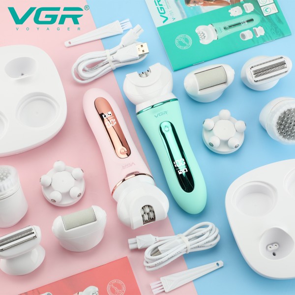 Эпилятор VGR 5 в 1 V-751 GREEN, 5 насадок, IPX6 