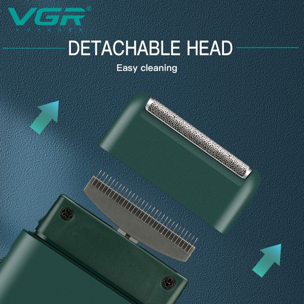 Электробритва VGR V-390 шейвер GREEN, выдвижной триммер 