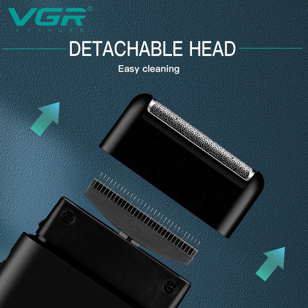 Электробритва VGR V-390 шейвер BLACK, выдвижной триммер 