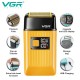 Электробритва VGR V-357 шейвер GOLD, двойное лезвие, 2 насадки, выдвижной триммер, IPX6, LED display 