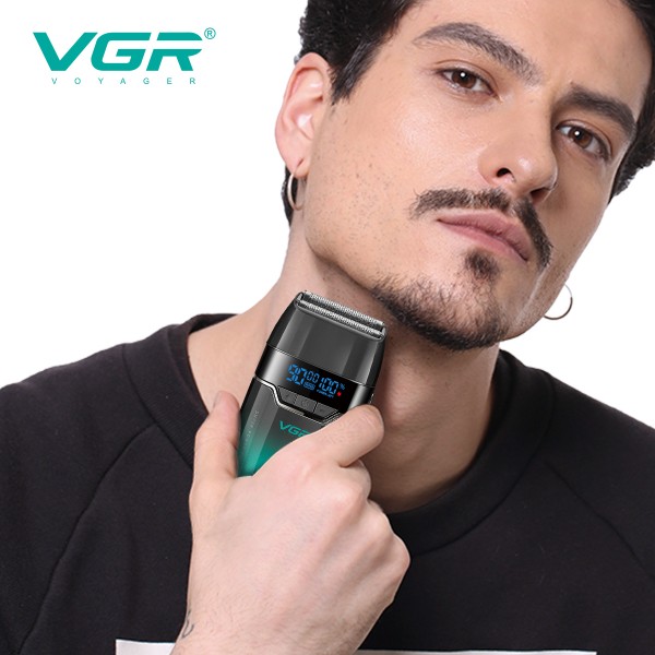 Электробритва VGR V-308 GREEN шейвер, двойное лезвие, 9000 RPM, LED Display 