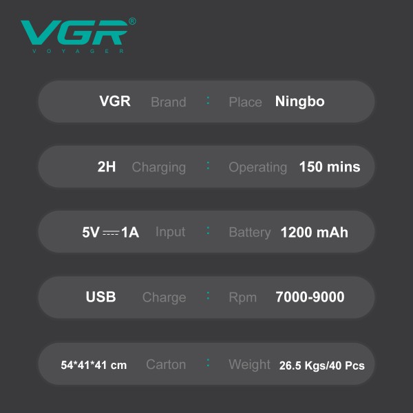 Электробритва VGR V-308 GOLD шейвер, двойное лезвие, 9000 RPM, LED Display 