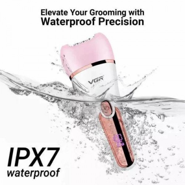 Эпилятор VGR 6 в 1 V-733 PINK, 12 насадок, IPX7, LED display 