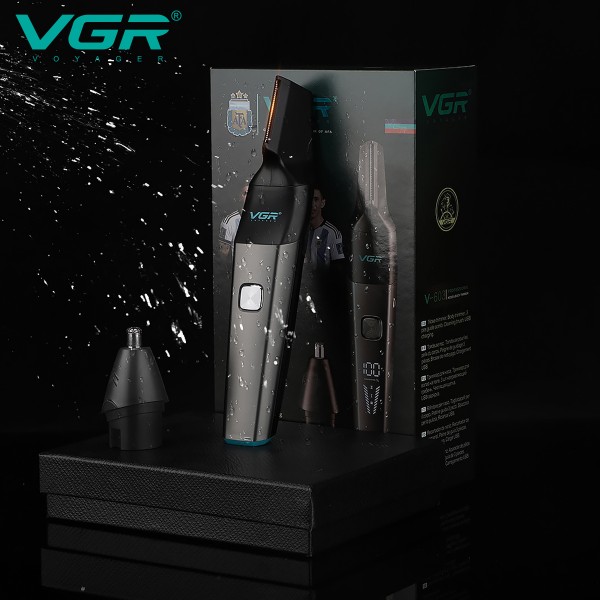 Триммер VGR 2 в 1 V-603, 2 насадки (для носа и волос), IPX5 