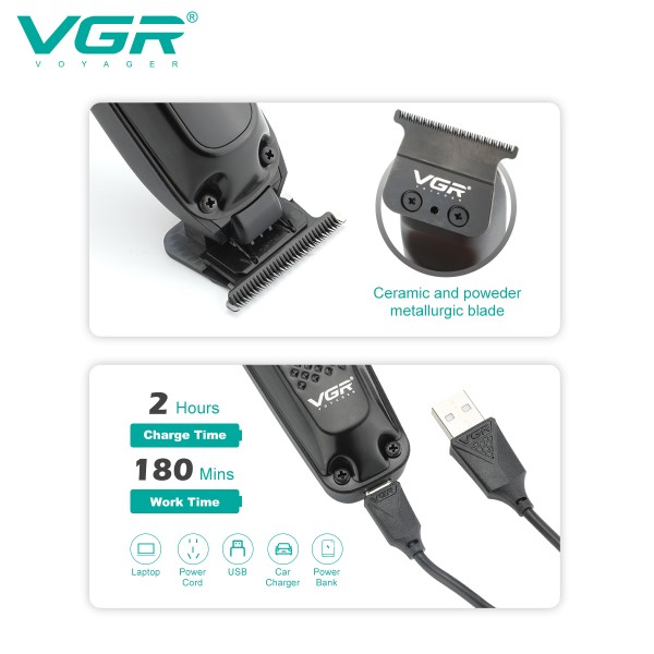 Триммер VGR V-972, 4 насадки, LED display 