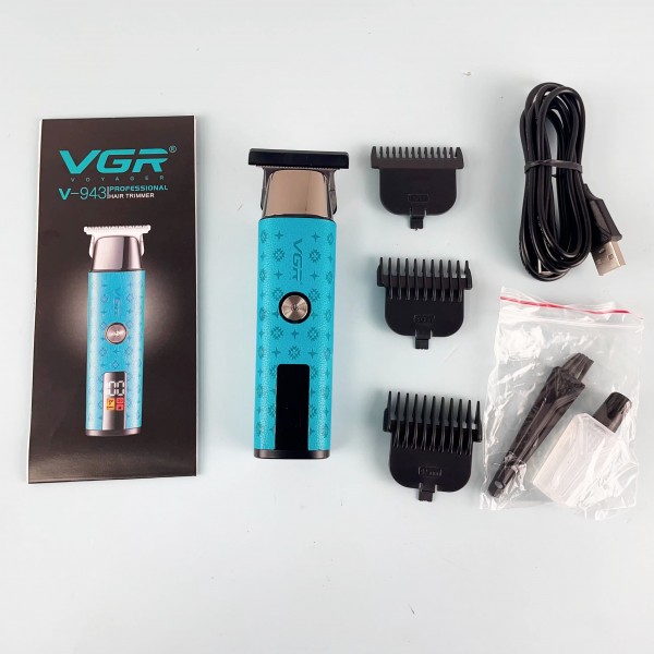 Тример VGR V-943 BLUE, 3 насадки, LED Display