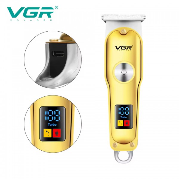 Тример VGR V-290 GOLD, 3 насадки, LED Display