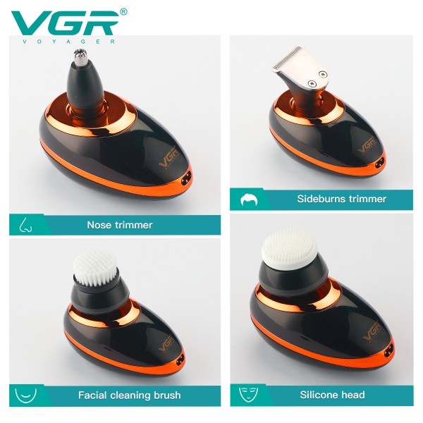 Электробритва VGR 5 в 1 V-316, 9 насадок, IPX5, LED display 