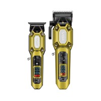 Комплект VGR 2 в 1 V-600&900 GOLD, акумуляторна машинка для стрижки (clipper) і тример, 10 насадок, LED display, 7000 RPM