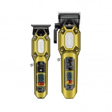 Комплект VGR 2 в 1 V-600&900 GOLD, аккумуляторная машинка для стрижки (clipper) и триммер, 10 насадок, LED display, 7000 RPM 