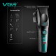 Аккумуляторная машинка для стрижки (clipper) VGR V-195 GREEN, 8 насадок, 9000 RPM, 2500 mAh, LED display 