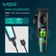 Аккумуляторная машинка для стрижки (clipper) VGR V-195 GREEN, 8 насадок, 9000 RPM, 2500 mAh, LED display 