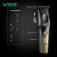 Аккумуляторная машинка для стрижки (clipper) VGR V-195 GOLD, 8 насадок, 9000 RPM, 2500 mAh, LED display 