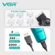 Аккумуляторная машинка для стрижки (clipper) VGR V-196 GREEN, 8 насадок, 7000 RPM, 2000 mAh, LED display 