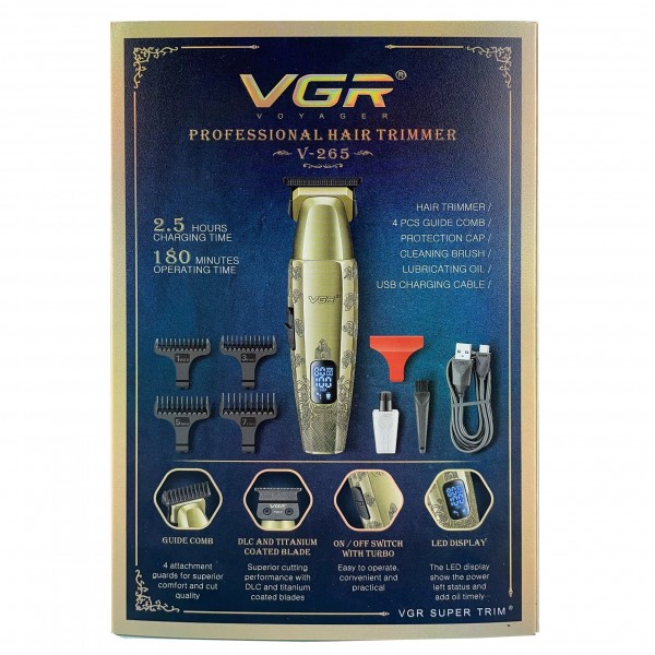 Триммер V-265, 4 насадки, 1600mAh, 8000 RPM, LED display оптом в Украине
