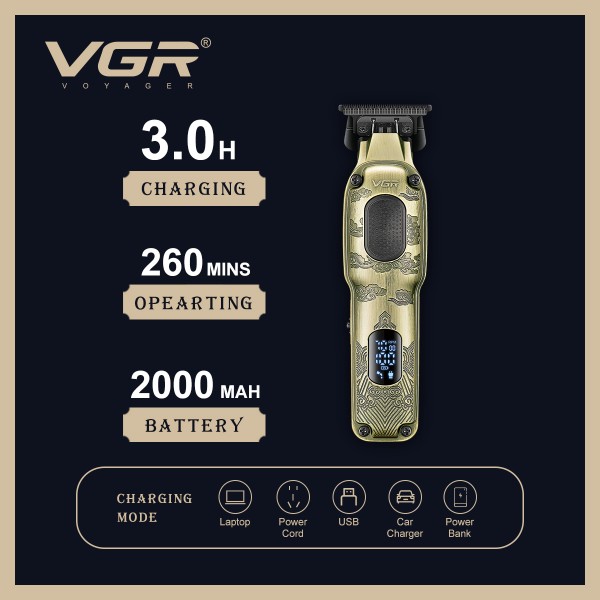 Триммер VGR V-954, 4 насадки, 7000 RPM, LED Display 