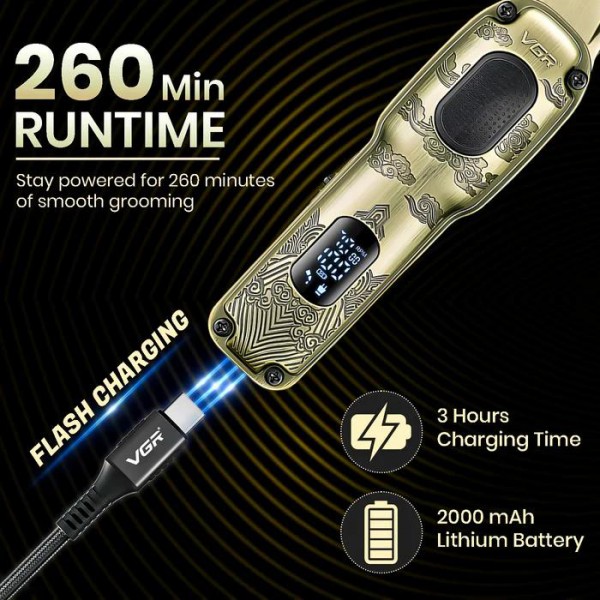 Триммер VGR V-954, 4 насадки, 7000 RPM, LED Display 