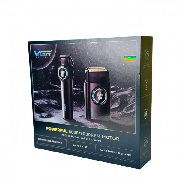 Комплект VGR 2 в 1 V-977&V-377 BLACK, триммер и шейвер 