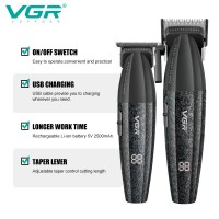 Комплект VGR 2 в 1 V-640 BLACK аккумуляторная машинка для стрижки (clipper) и триммер 