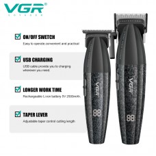 Комплект VGR 2 в 1 V-640 BLACK аккумуляторная машинка для стрижки (clipper) и триммер 