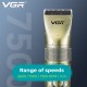 Аккумуляторная машинка для стрижки (clipper)  VGR V-659, 5 насадок, регулировка мощности 6500-7500 RPM, IPX7, LED display 