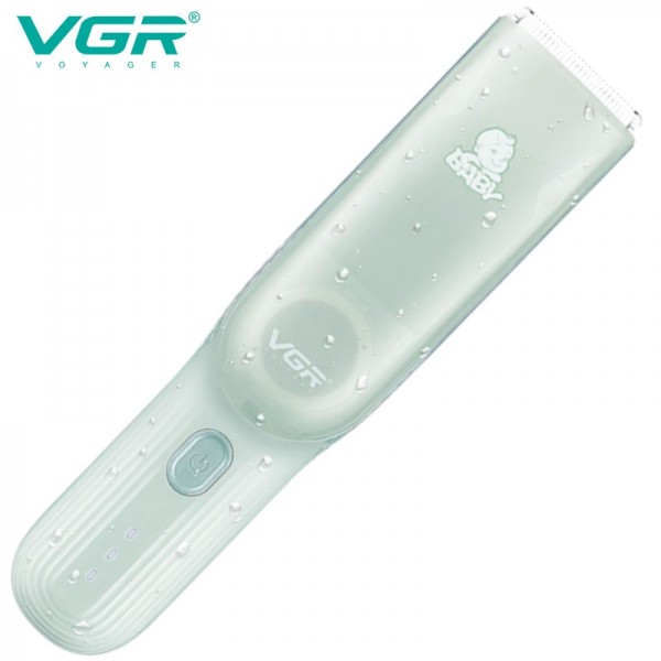 Детская машинка для стрижки с функцией сбора волос VGR V-155 GREEN, 3 безопасные насадки, бесшумная, IPX8 