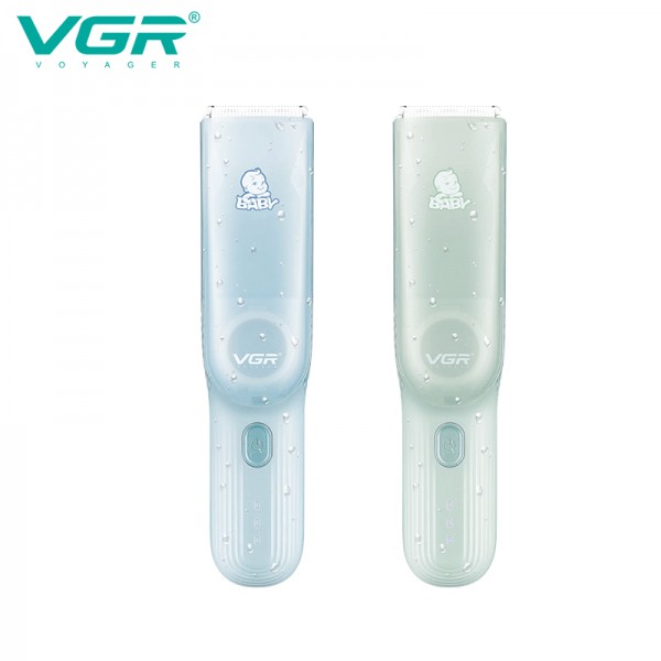 Детская машинка для стрижки с функцией сбора волос VGR V-155 GREEN, 3 безопасные насадки, бесшумная, IPX8 