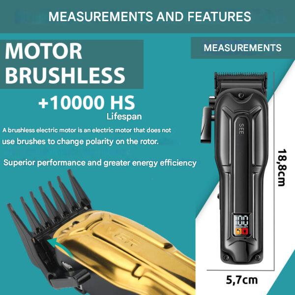 Аккумуляторная машинка для стрижки (clipper) VGR V-138 GOLD, 4 насадки, 7000 RPM, 2500 mAh, LED display