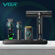Комплект VGR STEPLERSS RPO 4 IN 1 BLACK, машинка для стрижки (Clipper), триммер, электробритва, фен 