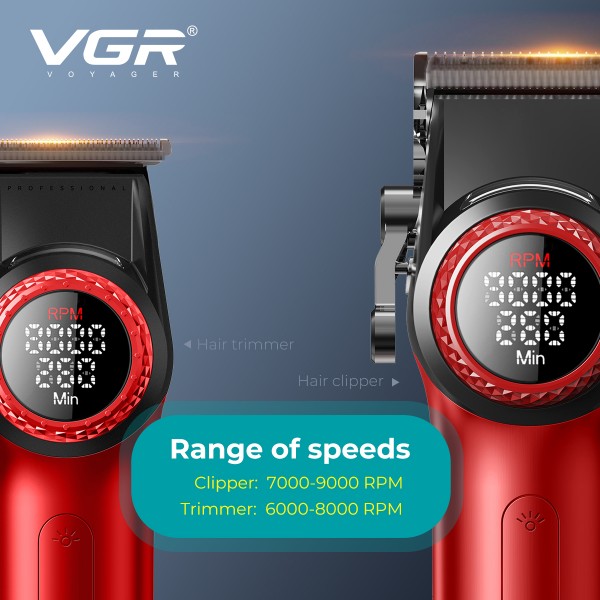 Комплект VGR STEPLERSS RPO 4 IN 1 RED, машинка для стрижки (Clipper), триммер, электробритва, фен 