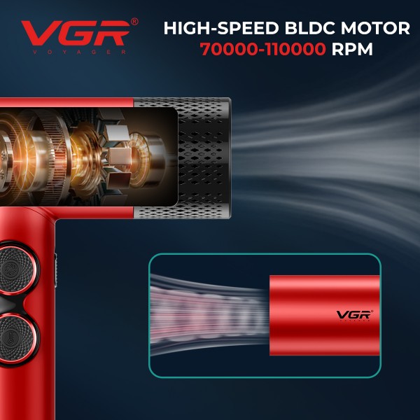 Комплект VGR STEPLERSS RPO 4 IN 1 RED, машинка для стрижки (Clipper), триммер, электробритва, фен 
