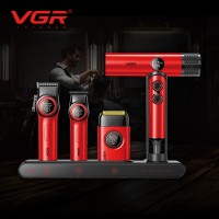 Комплект VGR STEPLERSS PRO 4 IN 1 RED, машинка для стрижки (Clipper), триммер, шейвер, фен